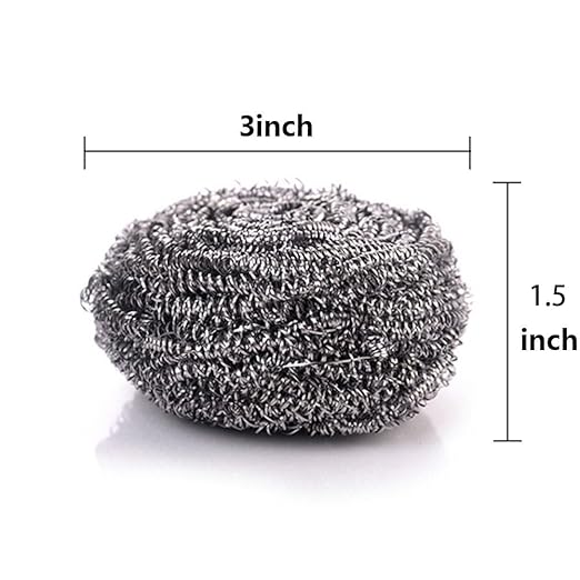6 Pack Stainless Steel Wool Scrubber, Scrubbing Scouring Pad, Steel Wool Scrubber for Kitchens, Bathroom and More