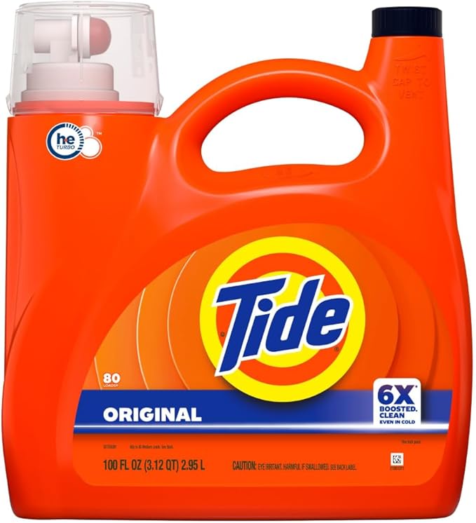 Tide Laundry Detergent Liquid, Original Scent, 80 Loads, 105 FL OZ, Works on 100% of Common Stains, Laundry Soap, Liquid Laundry Detergent