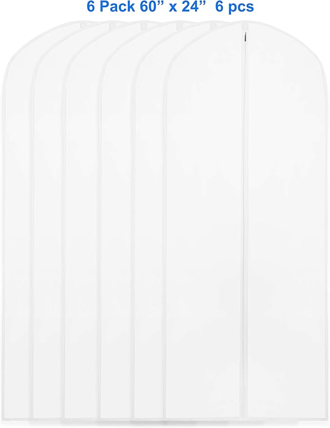 Simple Houseware 60-Inch Clear Garment Bags with Zipper for Suits, Dresses, Costumes, Uniforms - 6 Pack