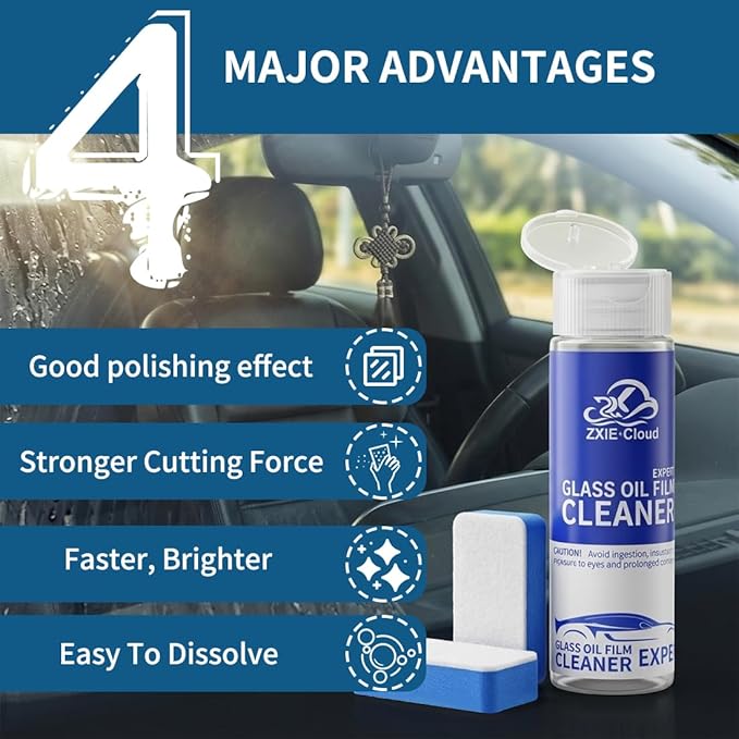 Glass Polish kit,1.69 Fl Oz cerium oxide glass polish compound with polishing brush,glass scratch remove,Oil Film Cleaner,Glass Cleaner, Removes Stains and Water Spots, for Cars Glass and Mirror
