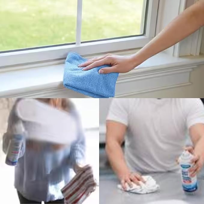 Glass Cleaner Foam, Foaming Action & Spray, 23oz - 2 Pack - Clean Fresh Scent - Bundled With 2 Microfiber Cleaning Clothes (Total 46 OZ)