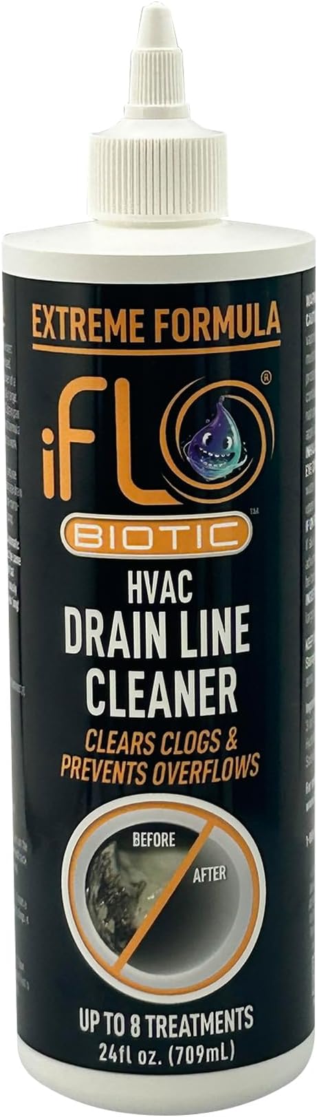 iFLO® Extreme A/C Drain Line Cleaner – Fast-Acting, Long-Lasting HVAC System Solution for Tough Clogs & Buildup – Professional Liquid Drain Cleaner and Clog Remover, 24oz Bottle, 1 Pack
