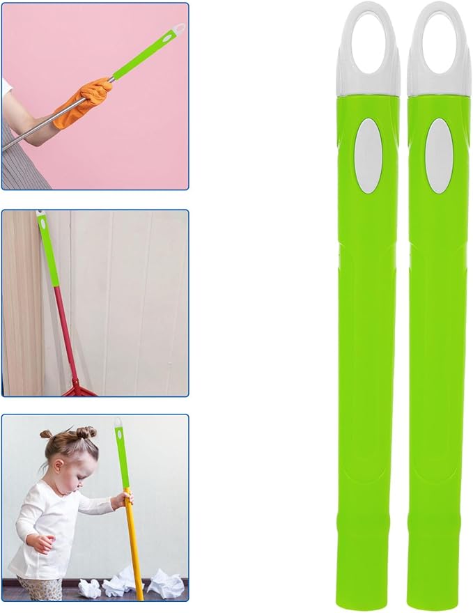 Zerodeko 2pcs Mop Handles and Broom Handle Grips Replacement, Stainless Steel Extendable Rods with Hanging Hole, Household Sweeping Stick Accessories for Dustpan and Cleaning Tools