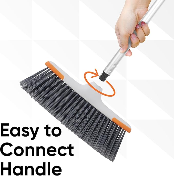 Superio Lightweight Essential Household Broom with Metal 3-Part Handle Indoor and Outdoor Use