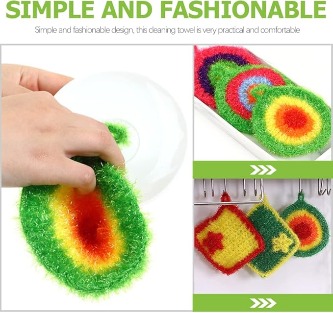 5Pcs Dish Sponge Cleaning Scrubber, 6.3in Round Polyester Dishwashing Swedish Sponges Cloth, Non Scratch and Odorless, Reusable Foam Cleaning Cloths, Hangable Kitchen Housework Scouring Pad