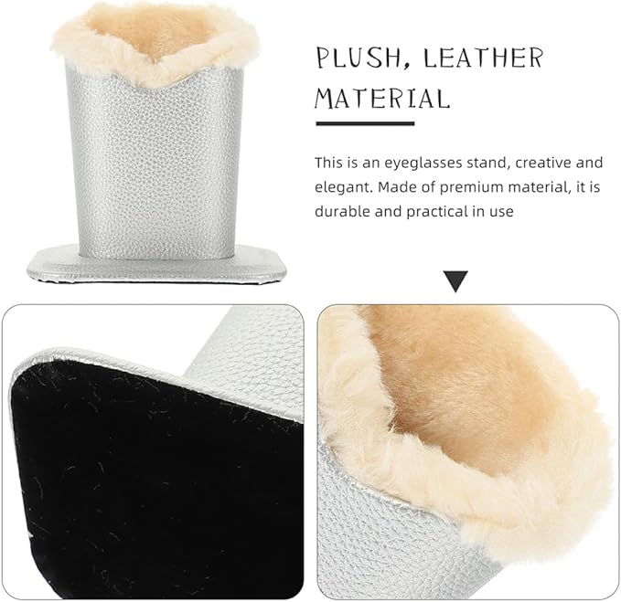 OSALADI 2Pcs Leather Eyeglass Holders with Plush Lining Scratch-Resistant Glasses Stands for Desk Display Multipurpose Eyewear and Jewelry Organizer for Office Bedroom