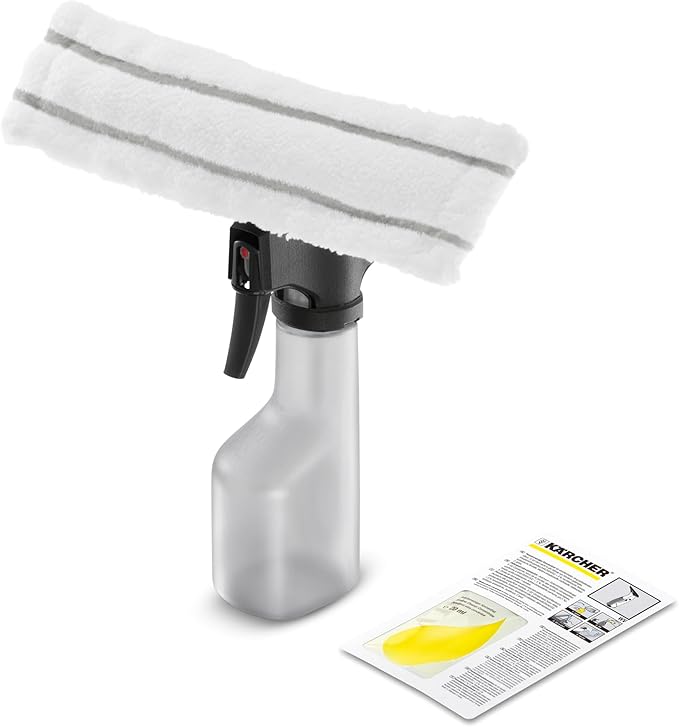 Kärcher Window Cleaner Tool, Spray Bottle, Replacement Part for Kacher Window Vacs - with Microfiber Pad (for Indoor use)