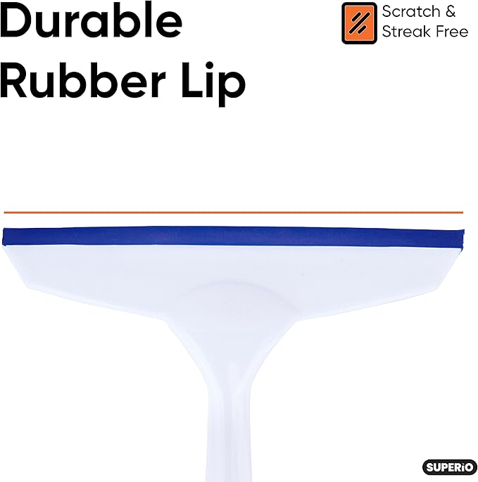 Superio 6” Window Squeegee with Grip Handle and Hanging Hook. (Blue)