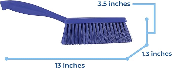 Vikan 45878 Bench Cleaning Brush, Polypropylene/Polyester Soft Bristle Dustpan Brush & Sweeper With Handle, 14-Inch, Purple