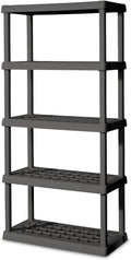 Sterilite 4-Pack 5 Shelf Unit, Heavy-Duty Shelving Storage Rack for Home and Garage, Gray - Multipurpose Plastic Organizer Shelves for Smart Organization