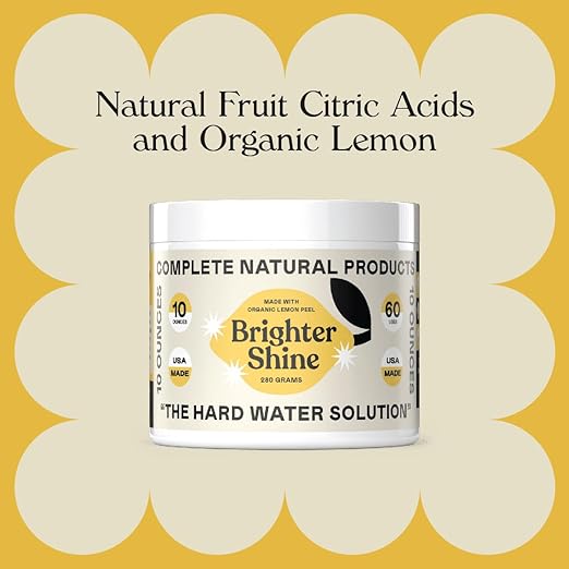Brighter Shine Dish Washer Cleaner Powder - 60 Uses All-Natural Lemon Citric Acid Dishwasher Cleaner Additive, Hard Water Spot Remover, Odor Eliminator for Appliances, Concentrated Formula, Made USA