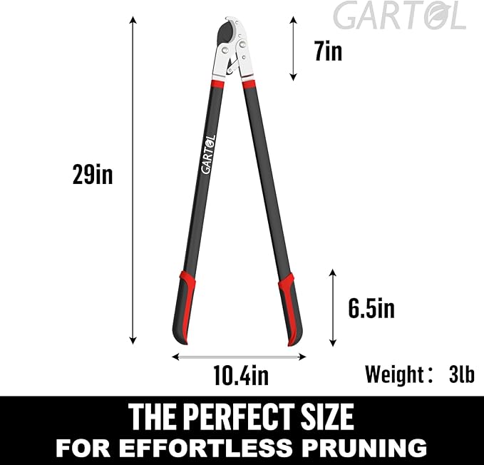 GARTOL 29" Heavy Duty Anvil Lopper, 2-Inch Cutting Capacity Tree Branch Cutter with Compound Action, Effortless Power Loppers for Hardwood & Dry Branches, Ergonomic Non-Slip Handles