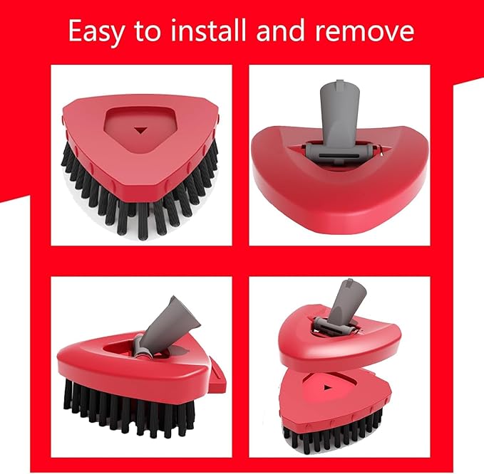 Spin Mop Scrub Brush Replacement Head and Base Compatible with O-Cedar RinseClean 2 Tank System, Floor Scrubber Brush Triangle Hard Bristle Cleaning Brush for Bathroom Kitchen Pool, Garage, Patio