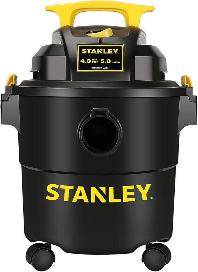 STANLEY Wet Dry Vacuum, 5 Gallon Shop Vac with Blower, 4 Peak HP 3 in 1 Power Suction Cleaner for Home, Jobsite, Garage, Basement, Shop Vacuum Wet and Dry for Car, Warehouse, Pet, Model: SL18115P