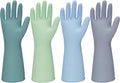 Rubber Kitchen Dishwashing Gloves - 4 Pairs Colorful Reusable Household Cleaning Gloves For Washing Dishes And Cleaning Tasks，Flexible And Durable Waterproof (Large, Dark Green+Blue+Green+Gray)