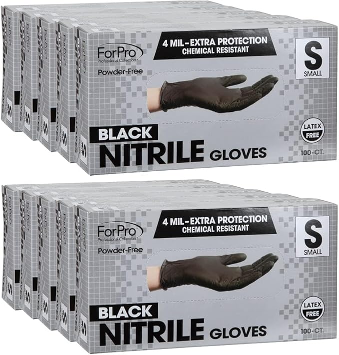 ForPro Disposable Nitrile Gloves, Chemical Resistant, Powder-Free, Latex-Free, Non-Sterile, Food Safe, 4 Mil