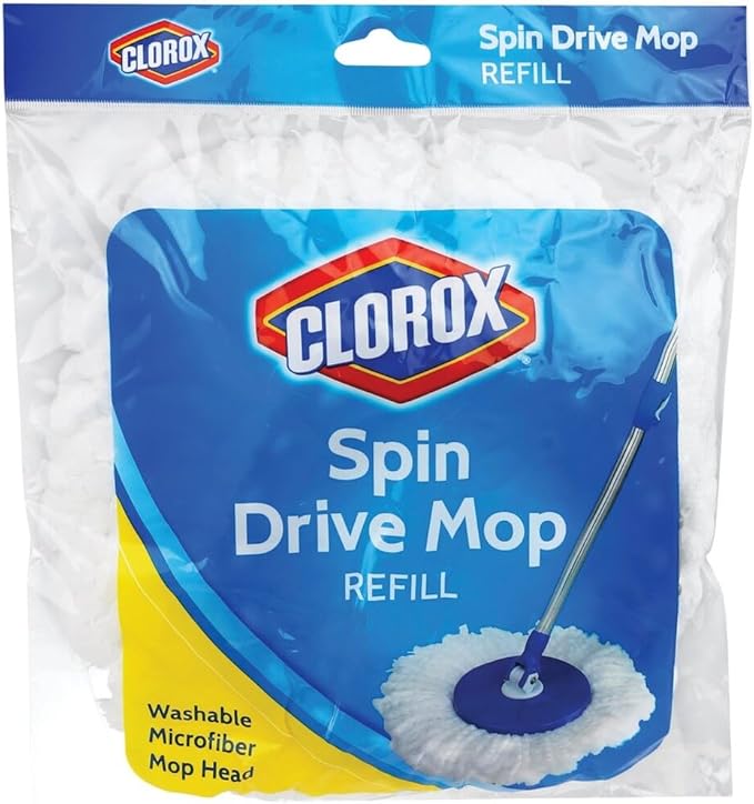 Clorox Spin Dry Mop Machine-Washable Refill Head, One Refill, White