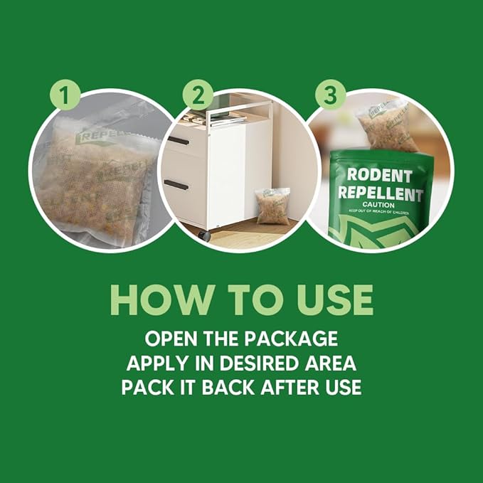 Rodent Repellent, Mouse Repellent Pouches, Mice Repellent Indoor, Rat Repellant for House, Mice Deterrent, Keep Mice Away, Extra-Strength Peppermint Effective for 80 ft² and 90 days-8P