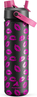 POWCAN 26 oz Insulated Water Bottle with 2-in-1 Straw and Spout Lid, Keep Cold 24H, Leak-Proof, Fits in Car Cup Holder, Stainless Steel Water Bottle for Gift, Holiday, Trip and School (Midnight Kiss)