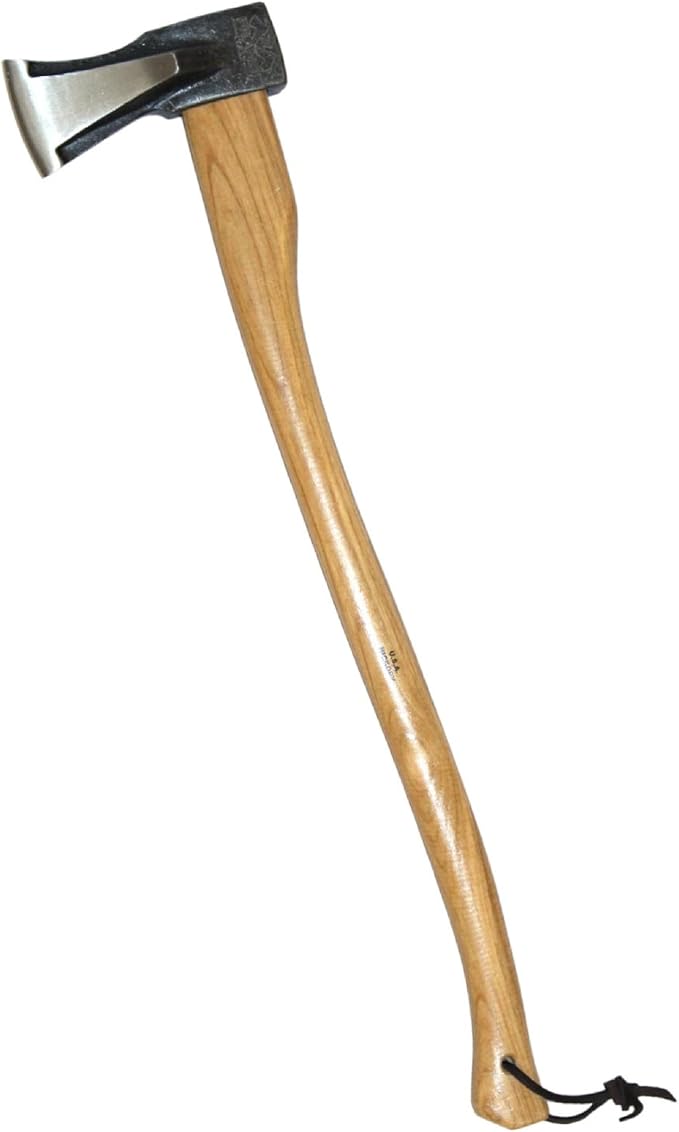 PRANDI Axe with Splitting Wedge 4.41lb - Hickory Handle 31.52in - Ideal for Firewood, Splitting, and Chopping - Made in Italy