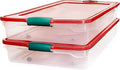 HOMZ 60-Quart Holiday Plastic Underbed Storage Bins with Red Latching Lids, Secure Clear Rolling Storage for Home Organization, 2 Pack, Green Latches