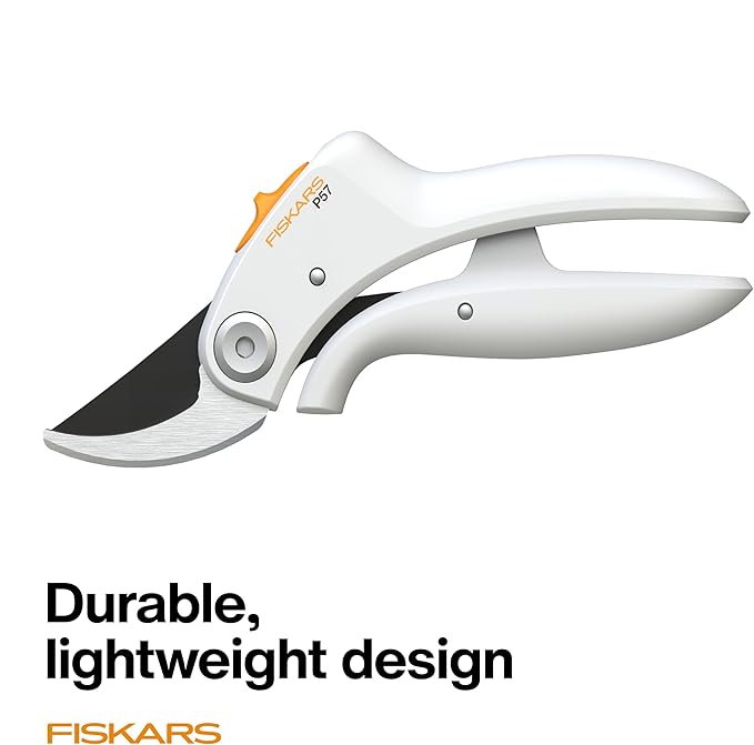 Fiskars Bypass Pruner with PowerLever, Lightweight Garden Shears, White