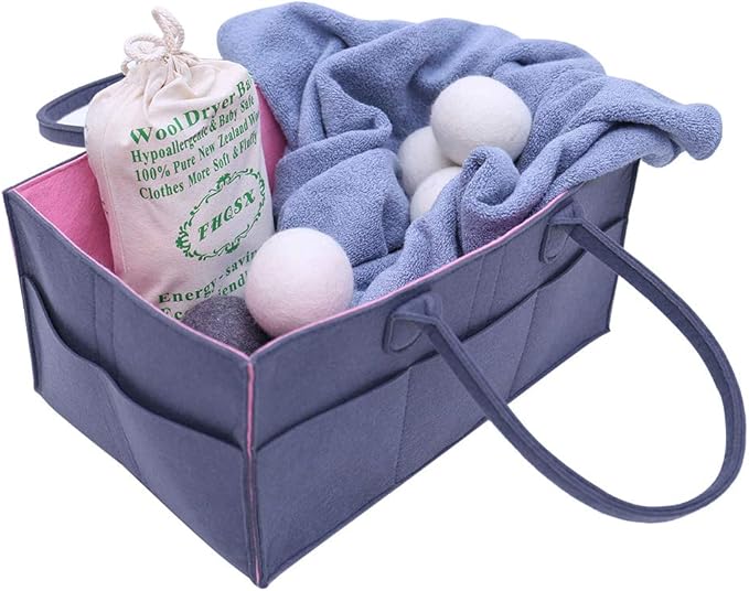 Wool Dryer Balls by FHQSX 6-Pack, XL Premium Reusable Natural Fabric Softener, White and Grey…
