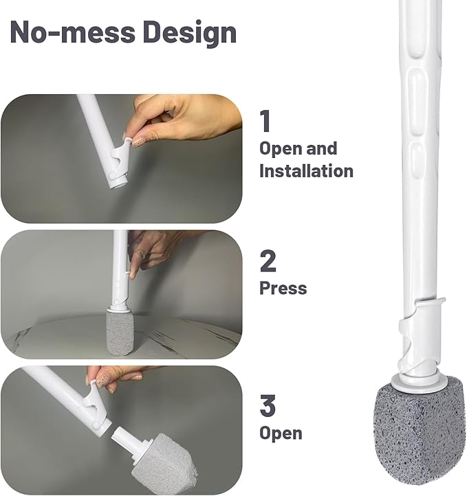Upgrade Pumice Stone Toilet Bowl Cleaner,Bathroom Cleaner Brush Toilet Wand Refills with 30CM Long Handle for Remove Hard Water Stains with 1 Wand+ Pumice Stones (7 Pack)