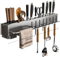 New Multi-Functional Kitchen Rack Home Wall-Mounted Knives Chopstick and Spoon Storage Rack Punch-Free cookware draining Rack