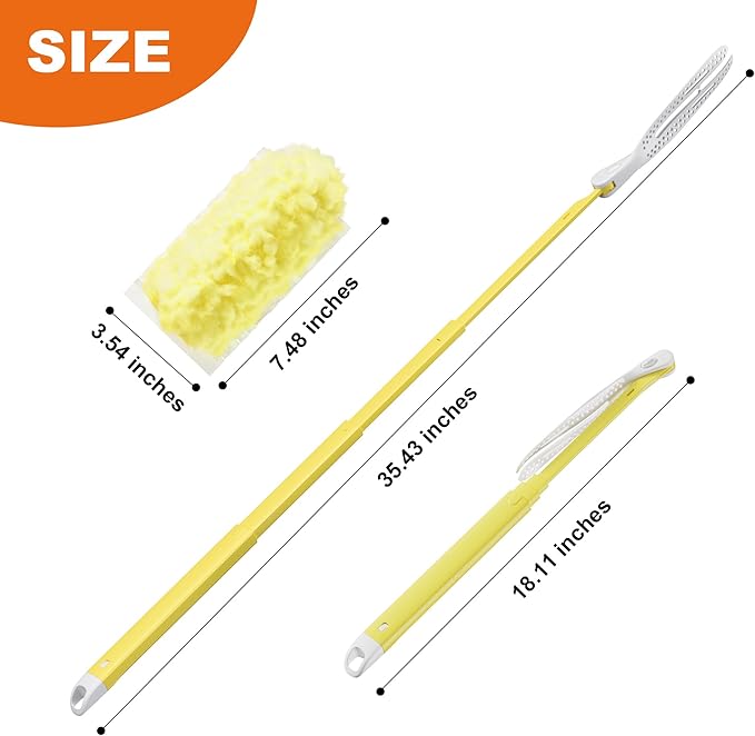 JOYMOOP Scented Telescopic Duster kit, 3FT Extendable Handle (Yellow) + 48 Yellow Refills for Swiffer Feather Duster,Easy Cleaning for Ceilings, Ceiling Fans, Blinds, Vents & Shelves