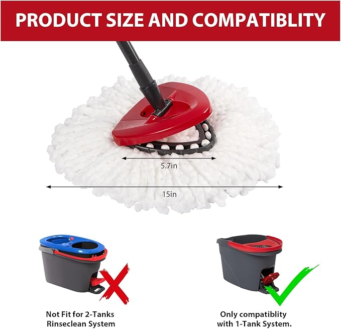 8-Pack Mop Replacement Heads for Ocedar Mop Replace Head EasyWrin Spin Mop Heads Replacements, Easy Cleaning Mop Head Replacement
