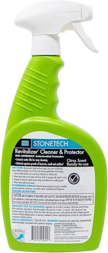 StoneTech Revitalizer Cleaner and Protector for Natural Stone Countertops and Surfaces, 24-Ounce Spray, Citrus Scent