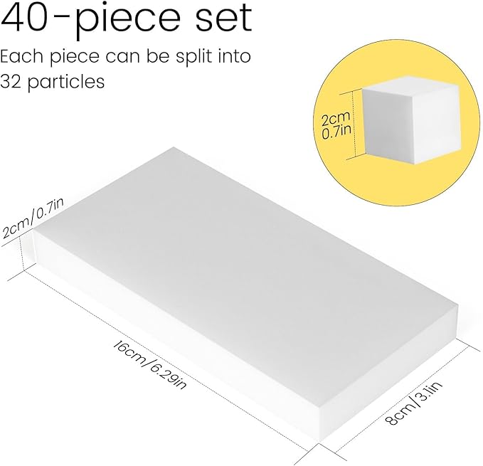 40PCS Melamine Sponge Magic Eraser Sponge in Bulk Small Cleaner Pads Melamine Pads for Dishes Cleaning Eraser for Kitchen, Bathroom, Toilet - 16x8x2cm (32 Small Pieces of Each Pack)