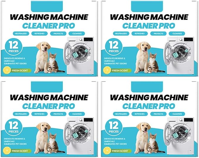 Washing Machine Cleaning Tablets: Powerful Deep Cleaning for Front Loader & Top Load Washer Machines - Clean Inside Drum and Laundry Tub Seal (48 pieces)