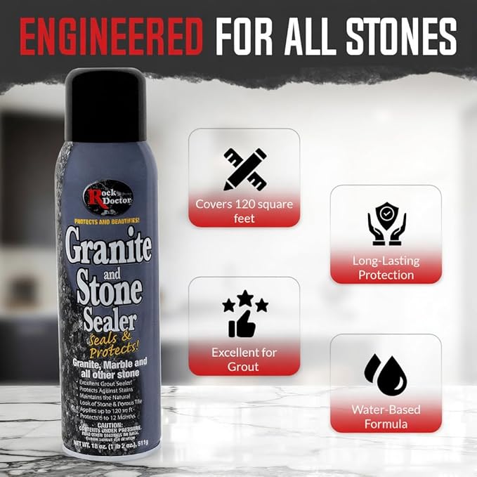 Rock Doctor Granite & Quartz Care Kit, 3 Piece Maintenance Stone Care Combo Kit – Cleans & Renews Marbel, Travertine, Tile and All Other Stone, Fresh, Pack of 3, 54.0 Ounce