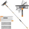 MASTERTOP 64”Window Squeegee with Extension Pole, 2-in-1 Professional Window Glass Cleaner Tool,Microfiber Cloth Window Washer Tool, Home Window Squeegee for Glass, Tile, Mirror