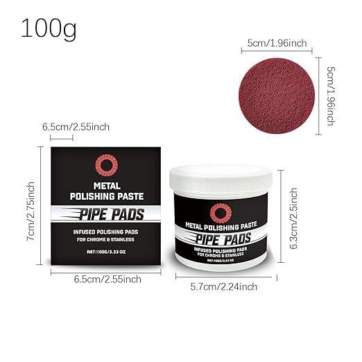 Metal Polishing Paste - Rust Buffing Cream with Pipe-Infused Pads | Restores Shine & Removes Oxidation, Tarnish, and Discoloration from Chrome, Aluminum, Brass, Exhausts, Wheels & Stainless Steel