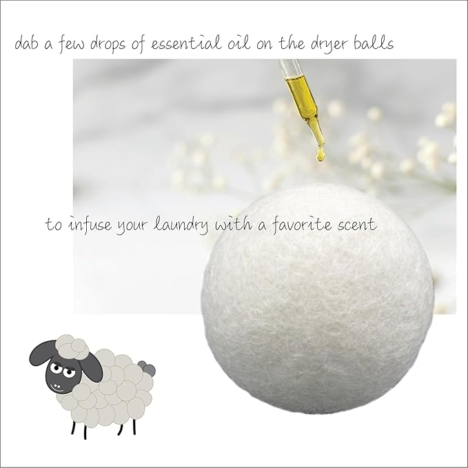 Three by Three Seattle Felt·Like·it!™ XL Wool Dryer Balls + Storage Bin: Reduce Drying Time, Static Cling, and Energy Use | Natural Alternative to Fabric Softeners | (Pack of 3 White Dryer Balls)