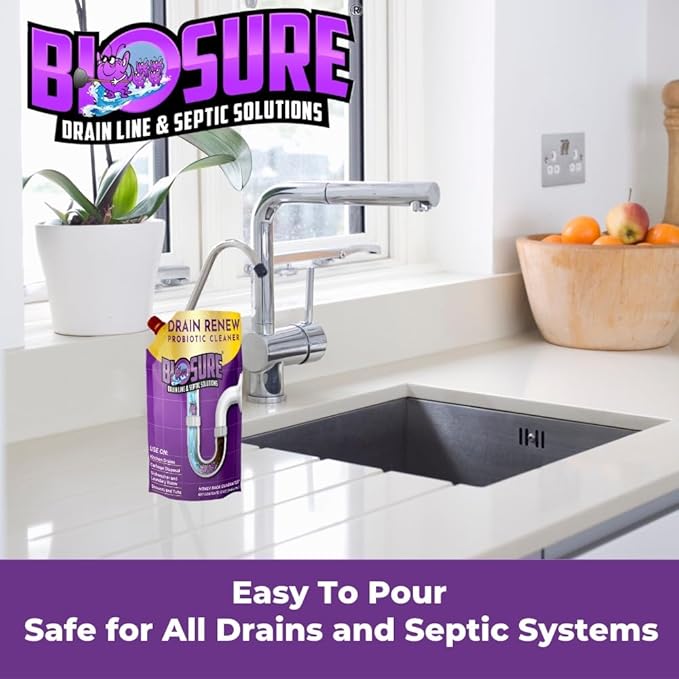 DRAIN RENEW Drain Line Maintenance and Septic Tank Treatment: The Ultimate Drain Cleaner for Your Drains, Showers, Sinks, and Toilets - Keep Your Pipes Clear and Septic System Healthy