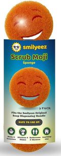 The Original Scrub Moji Scrubbing Sponge by Smilyeez (Set of 3) - Orange- Temperature-Responsive Polymer Foam, Stain and Odor Resistant, Ideal for Kitchen and Bathroom Cleaning