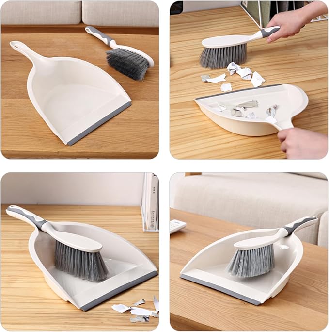 Toyvian Mini Desktop Broom and Dustpan Set, 2pcs Household Cleaning Accessory for Office and Home Use, Portable Handheld Whisk Broom with Dustpan for Keyboard and Sofa Cleaning