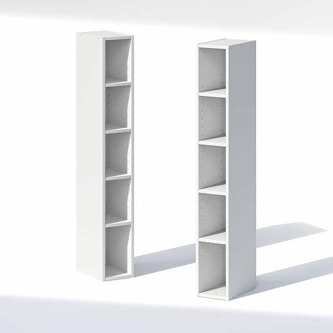 Furinno Fulda 10-Tier Closet Organizers and Storage, Open Shelf, Storage Organizer, 6-Inch Width, for Closet, Bedroom, White
