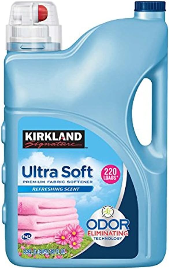 Kirkland Signature Ultra Soft Premium Liquid Fabric Softener: Odor Eliminating Refreshing Scent - 187 fl. oz (220 Loads)