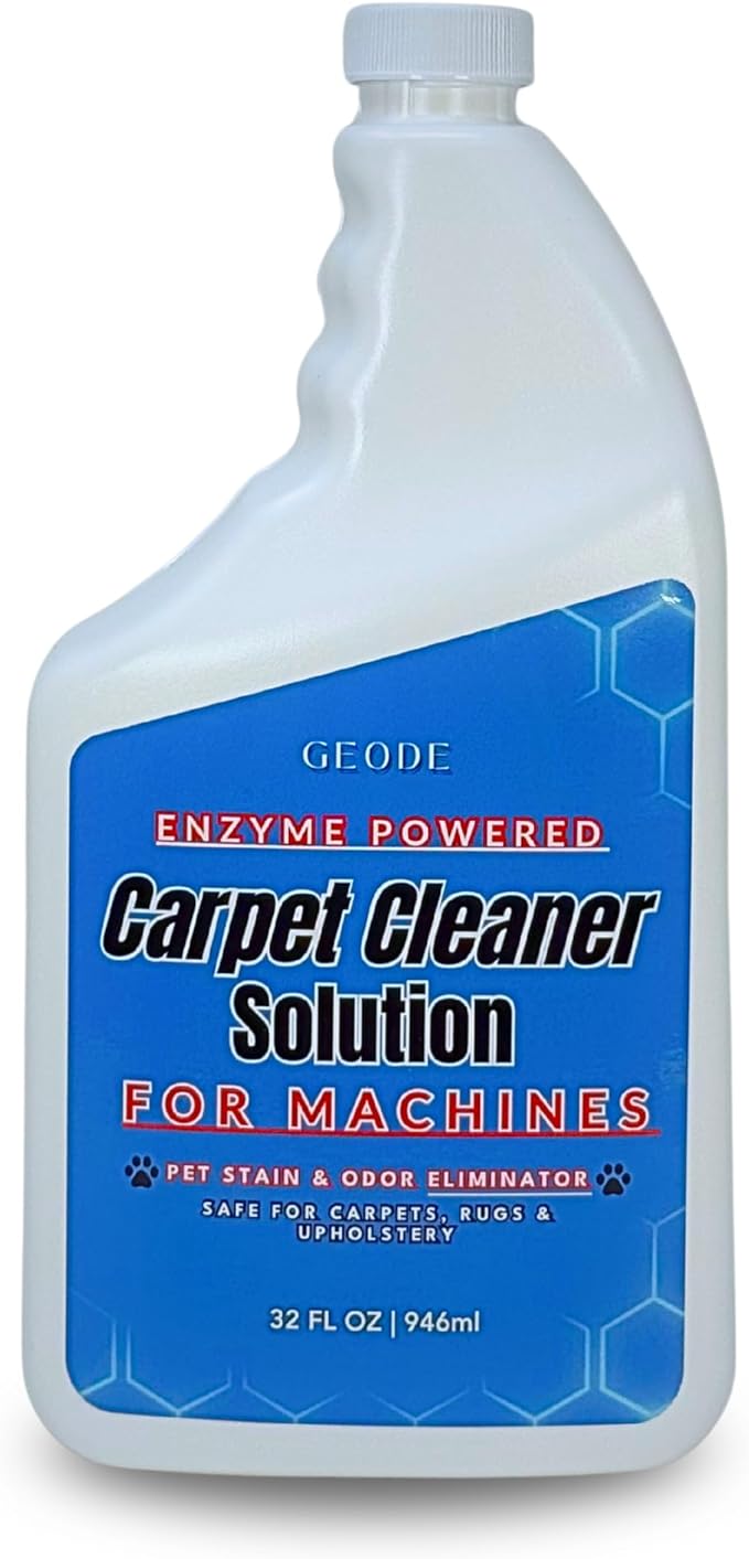 GEODE Carpet Cleaner Solution for Machines – Enzyme Carpet Cleaner & Deodorizer for Deep Cleaning, Pet Stain & Odor Remover, Non-Toxic Concentrated Formula for Carpet Cleaning Machines (32 Oz)