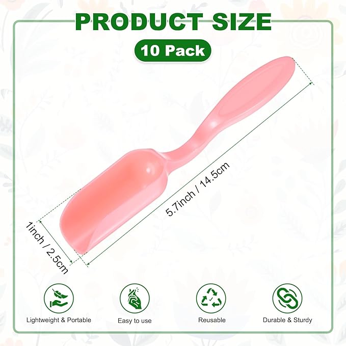 10-Pack Mini Gardening Shovel Spoons, Plastic Garden Soil Scoops for Cultivation Digging Transplanting/Flower Planting/Plant Succulent, Colorful Small Gardening Tools [Pink]