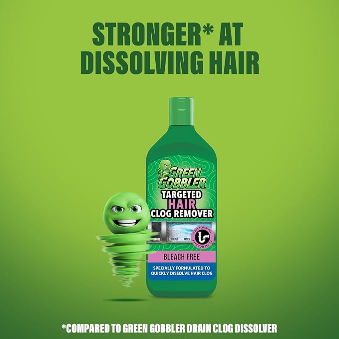 Green Gobbler Hair Drain Clog Remover | Formulated to Quickly Dissolve Hair Clogs