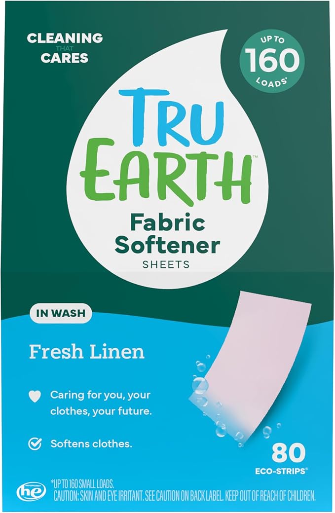 Tru Earth Fabric Softener Sheets for Washing Machine | Alternative to Fabric Softener Liquid and Pods | 80 Sheets | Fresh Linen