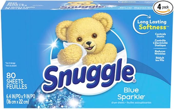Snuggle Dryer Sheets (80 Sheets, Pack of 4, Blue Sparkle)