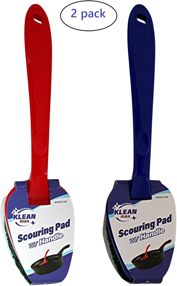 2-Pack Scouring Pad with Handle – Non-Scratch Scrubber for Kitchen, Bathroom, Tile, Cookware & Household Cleaning
