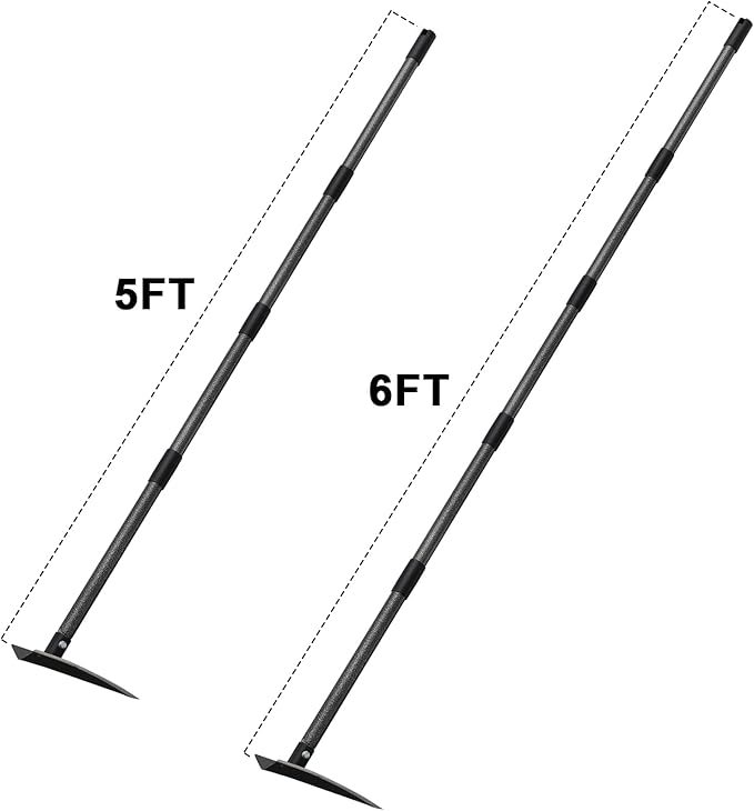 SANDEGOO Hoe Garden Tool,48 Inch Garden Hoe Triangle Gardening Hoe with Sharp Blade for Digging,Weeding,Cutting and Loosing Soil,Adjustable Length Metal Handle (4 FT)